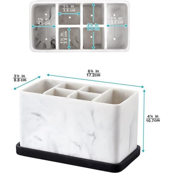 Large Electric Toothbrush Holder – Marble Bathroom Organizer with Drain Tray - Picture 3 of 4